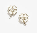 Chanel White Clover Gold Earrings - Lucky Charm Studs