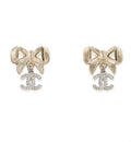 Chanel Gold Ribbon CC Earrings - Designer Statement Jewelry