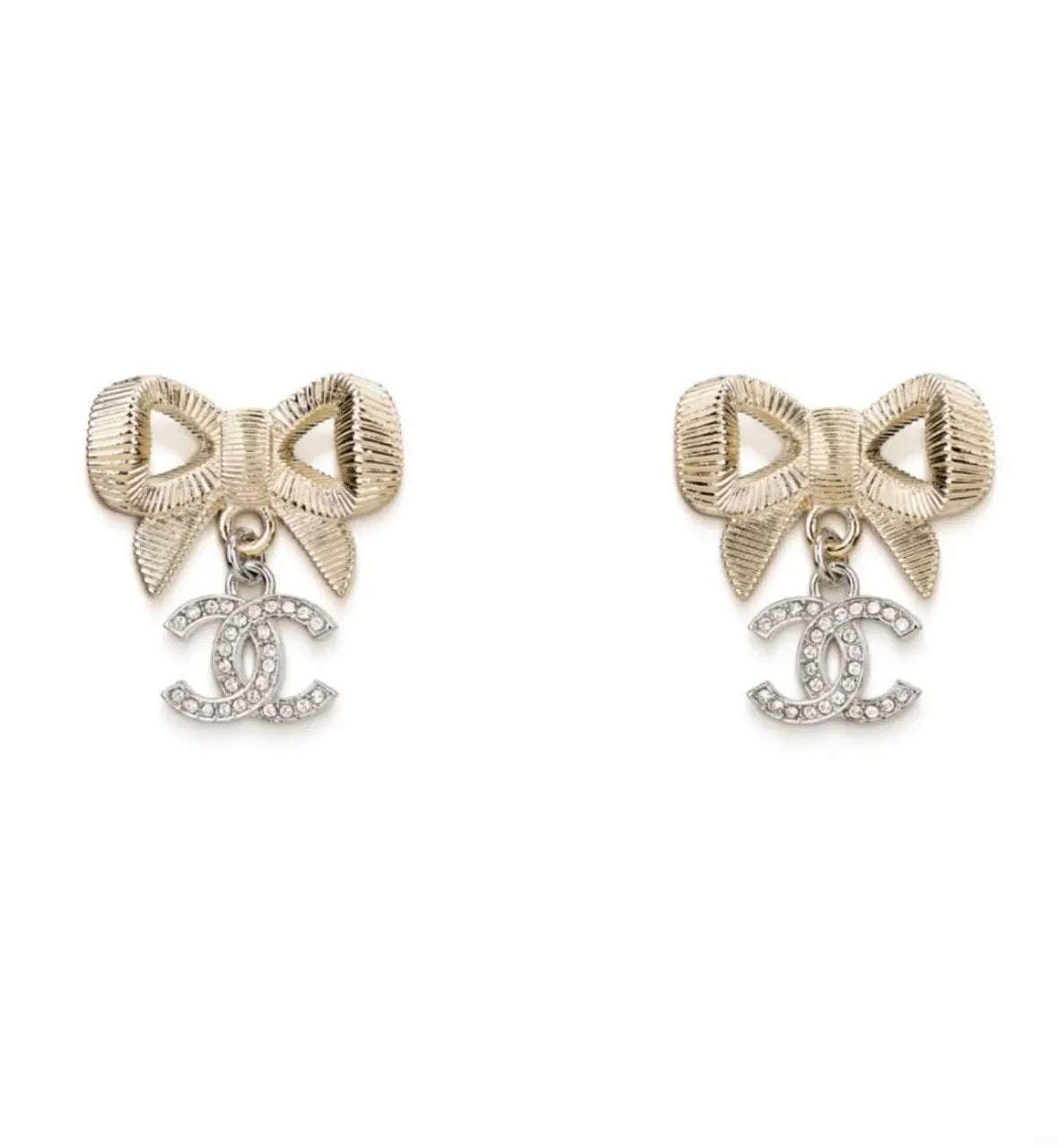 Chanel Gold Ribbon CC Earrings - Designer Statement Jewelry