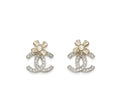 Chanel Silver Crystal Flower Earrings - Chanel Silver Crystal CC
