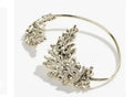 Chanel Silver Leaf Cuff Bracelet - Crystal CC Logo
