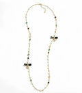 Chanel Gold Pearl Black Bow Necklace - Chanel Gold Chain Pearl Black