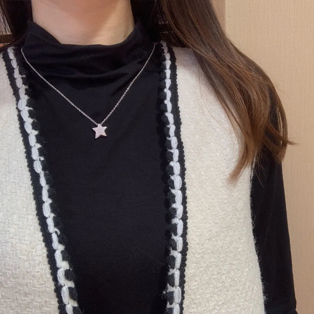 Chanel Silver Star Crystal Pendant Necklace - Delicate Sparkle