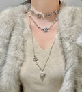 Chanel Silver CC Layered Necklace - Chanel Silver CC Logo Layered