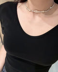 Dior Silver Crystal Logo Choker - Elegant Shine