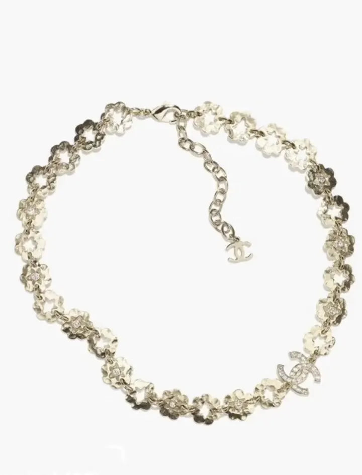 Chanel Flower CC Crystal Choker - Chanel Silver Flower CC Crystal