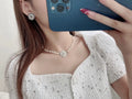 silver Chanel Pearl Clover Necklace - Chanel Pearl Clover Necklace