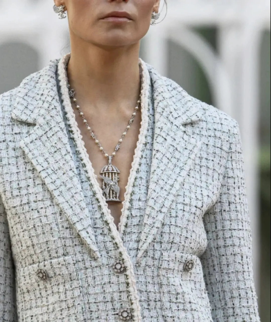 Chanel Silver Birdcage Pearl Necklace - Elegant Design