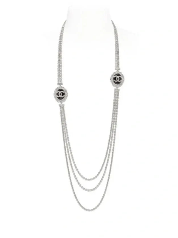 Chanel Silver Multi-Strand CC Necklace - Long Pendant