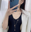 Chanel Gold Camellia Drop Necklace - Elegant Long Chain