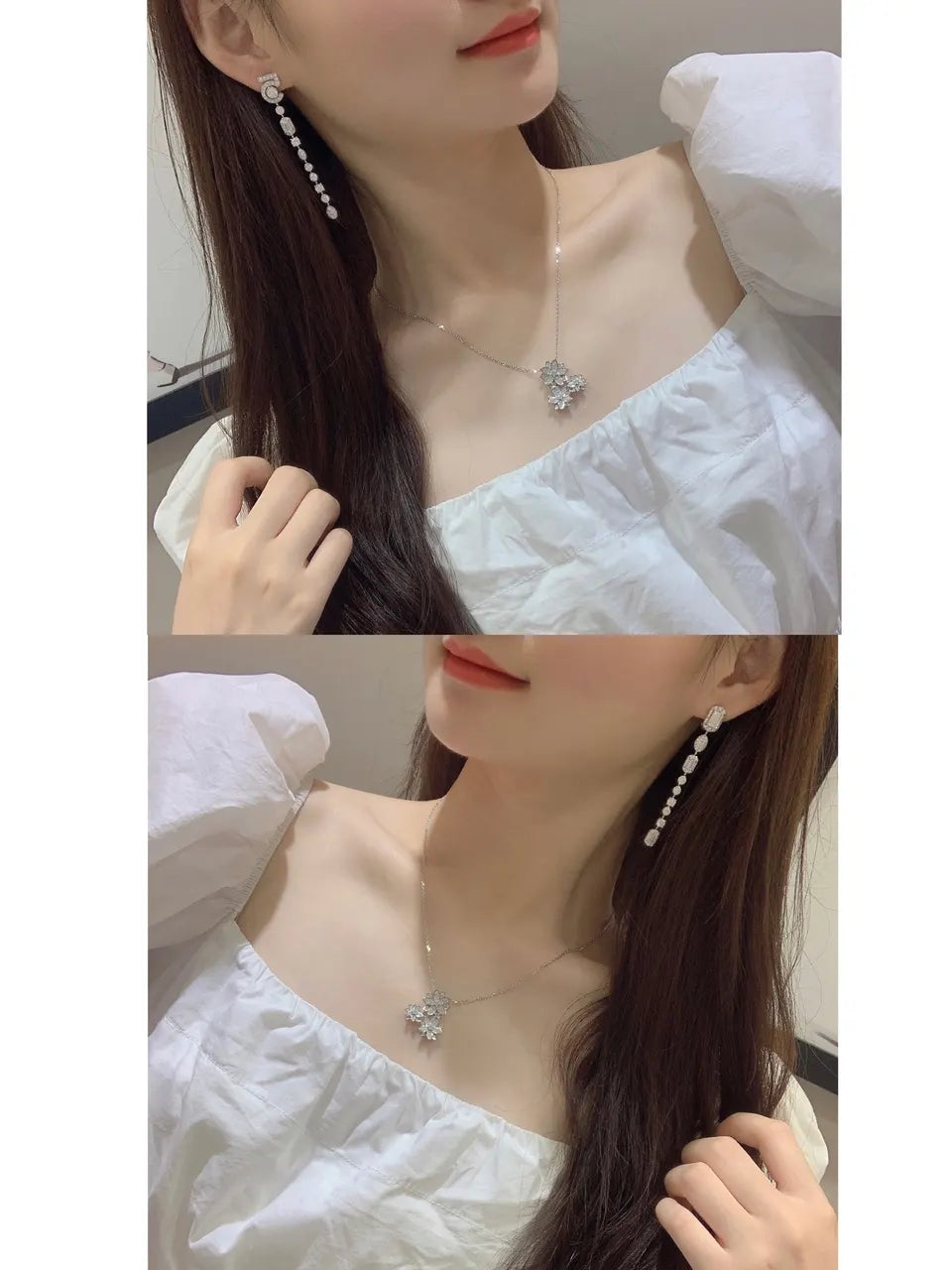 elegant Chanel Silver Crystal Drop Earrings - Chanel Silver Crystal