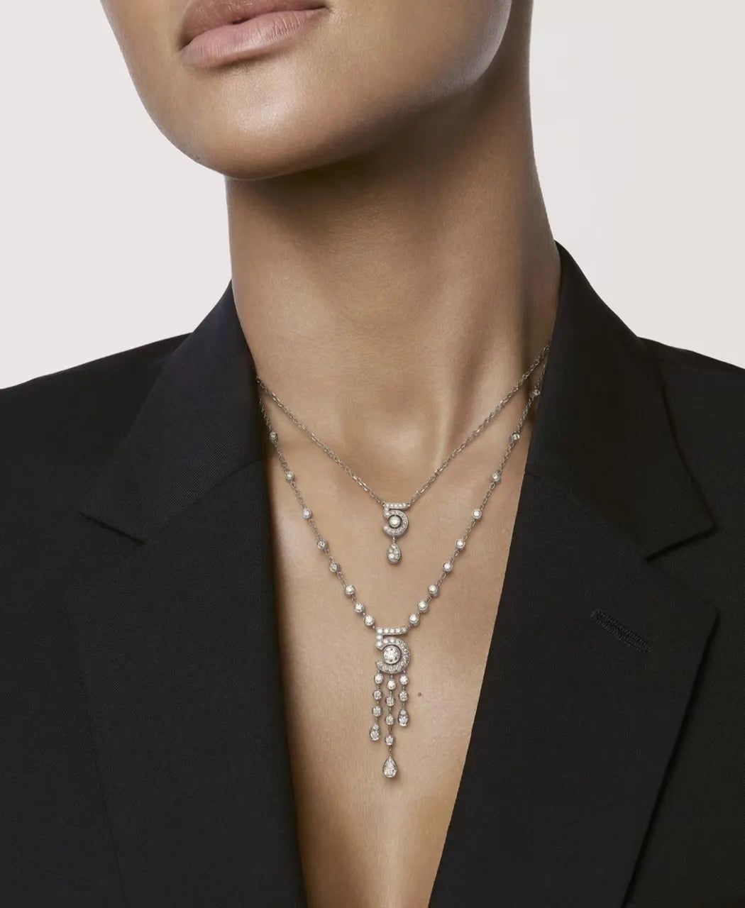 Diamond Cascade Necklace - Elegant Silver Pendant