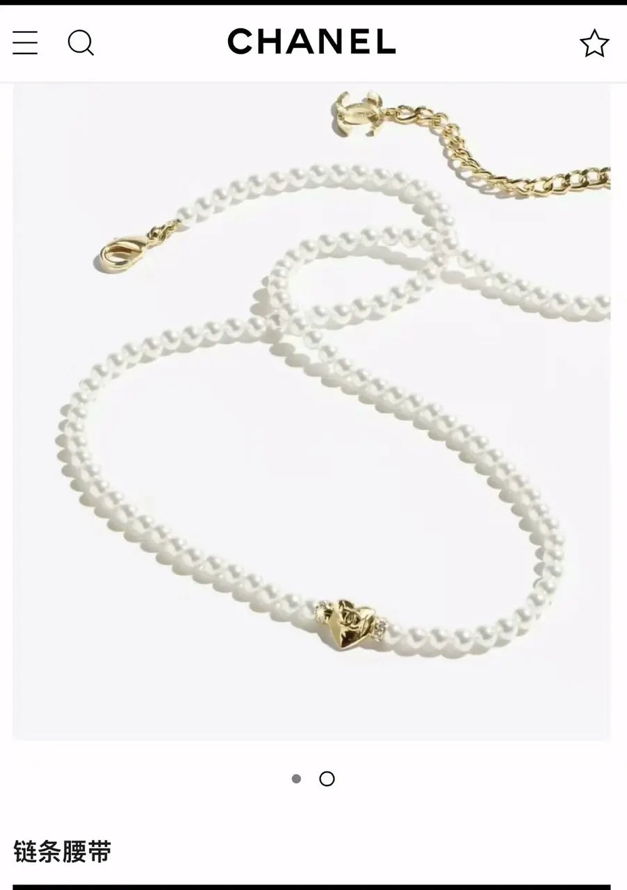 Chanel Pearl Heart Belt - Chanel Pearl Belt with Heart Charm - Elegant