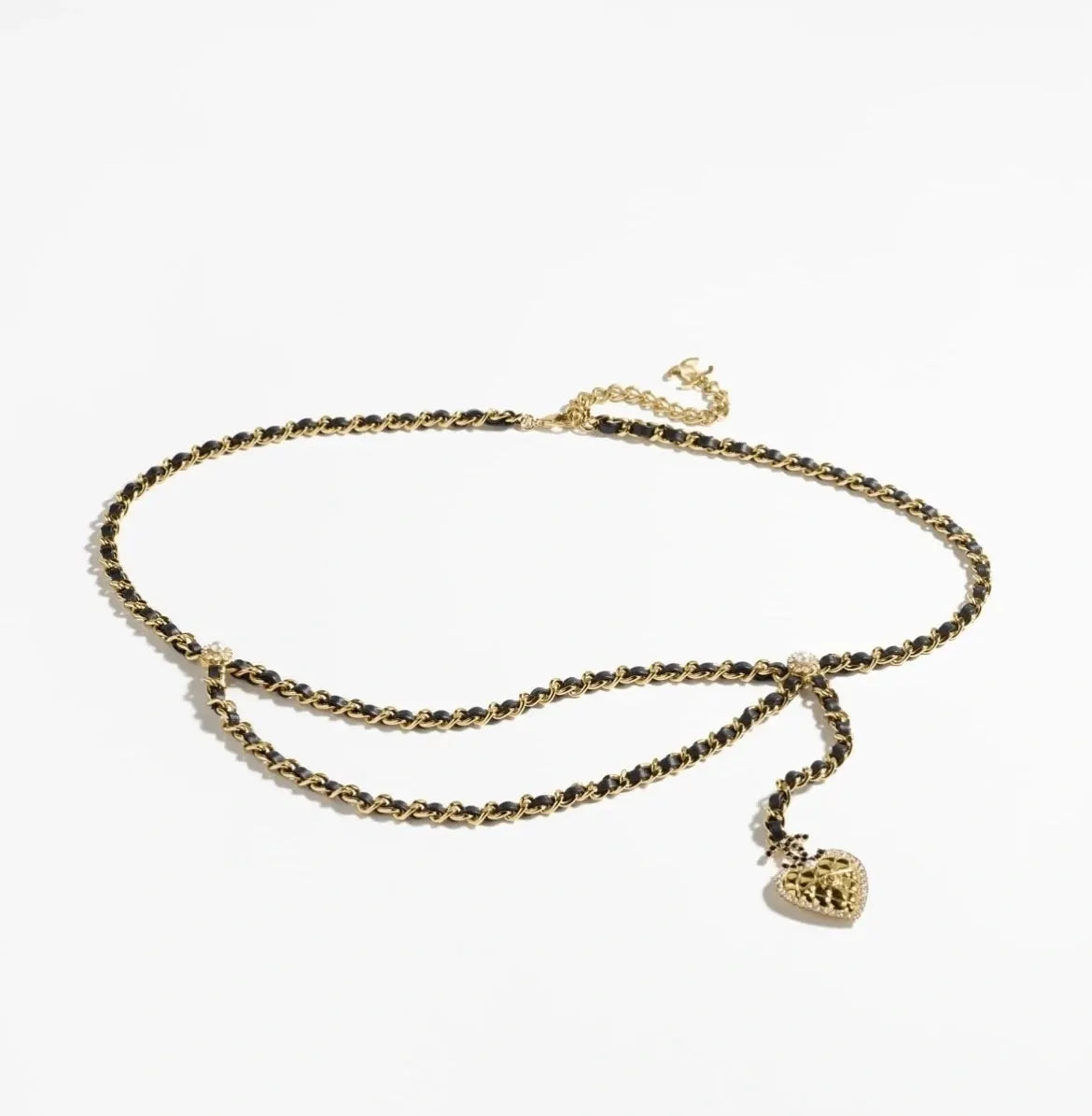 black leather Chanel Gold Chain Belt - Chanel Gold Chain Belt - Black