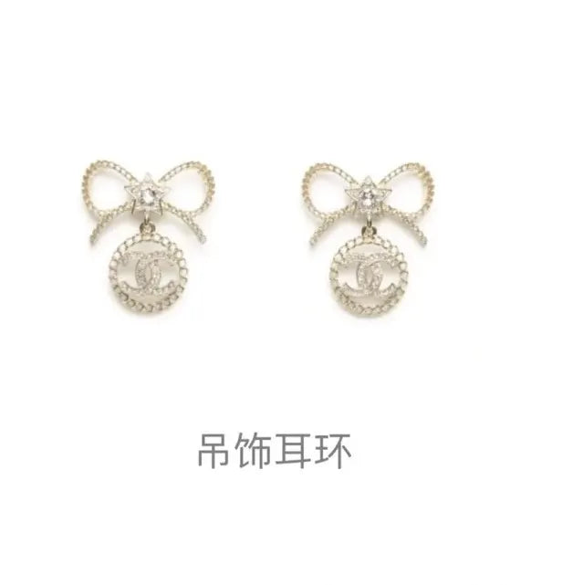 Chanel Bow CC Crystal Earrings - Chanel Bow CC Crystal Drop Earrings