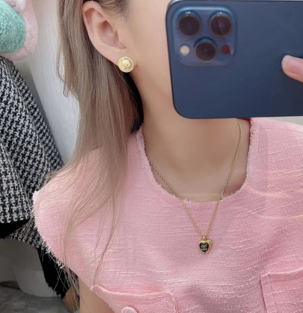 Chanel Gold Button Earrings - Vintage Style