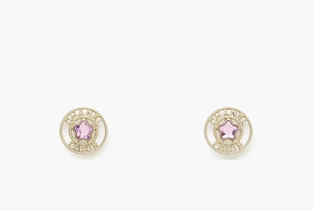 Chanel Gold Star Purple Crystal Earrings - Designer Studs