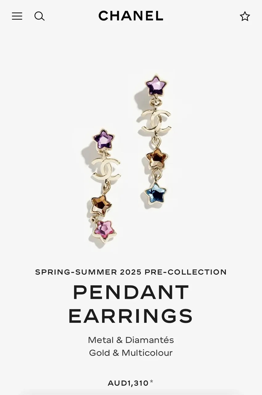 Chanel Gold Star Pendant Earrings - Multicolour Designer