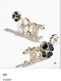 Chanel Gold CC Flower Earrings - Black & White Camellia