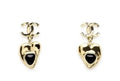 Chanel Gold Heart Earrings Black Stone - Chanel Gold Heart Black Stone