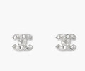 Chanel Silver Crystal CC Stud Earrings designer - Chanel Silver 2