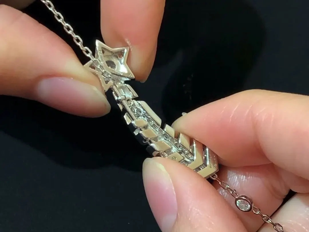 Silver Star Arrow Pendant Necklace - Dazzling Design
