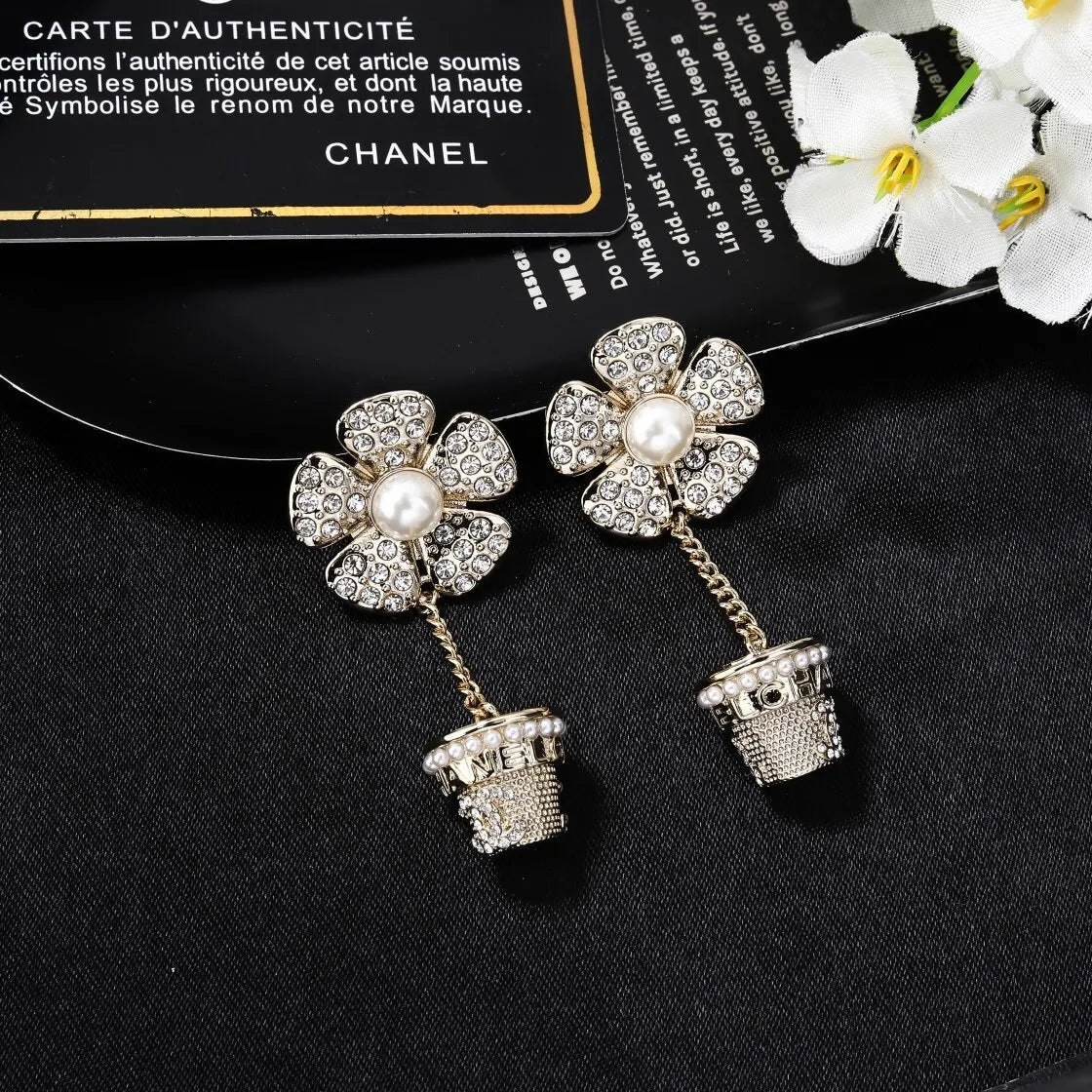 Chanel Flower Pot Dangle Earrings - Designer Statement