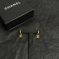 Chanel Gold CC Drop Earrings - Chanel Gold CC Drop Hoop Earrings