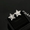 Chanel Silver Glitter Star Earrings - Designer Jewelry