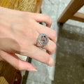 Chanel Silver Pave CC Ring - Chanel Silver Pave CC Logo Ring