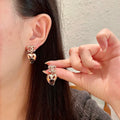 Chanel Gold Heart Black Stone Earrings - Designer Chic