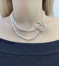 faux Chanel Pearl CC Crystal Necklace - Chanel Faux Pearl CC Crystal