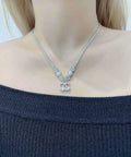 Chanel Silver Crystal CC Logo Necklace - Timeless Elegance