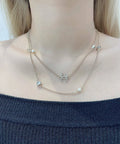 Chanel Silver CC Pearl Necklace - Chanel Silver CC Pearl Layered