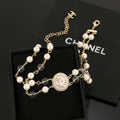Chanel Gold Pearl Necklace - Chanel Gold Pearl Crystal CC Necklace