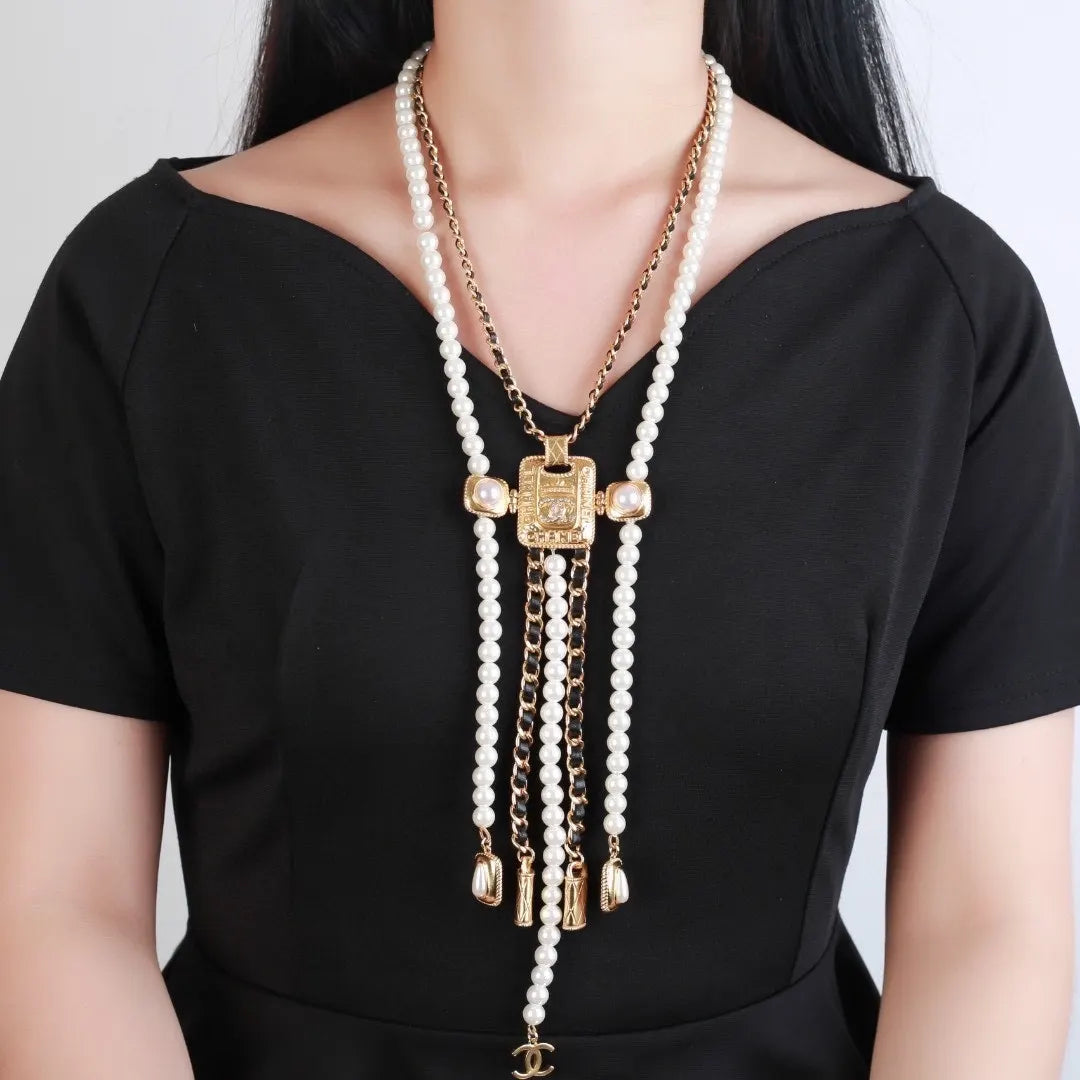 Chanel Gold & Pearl Sautoir Necklace - Long Elegant Design