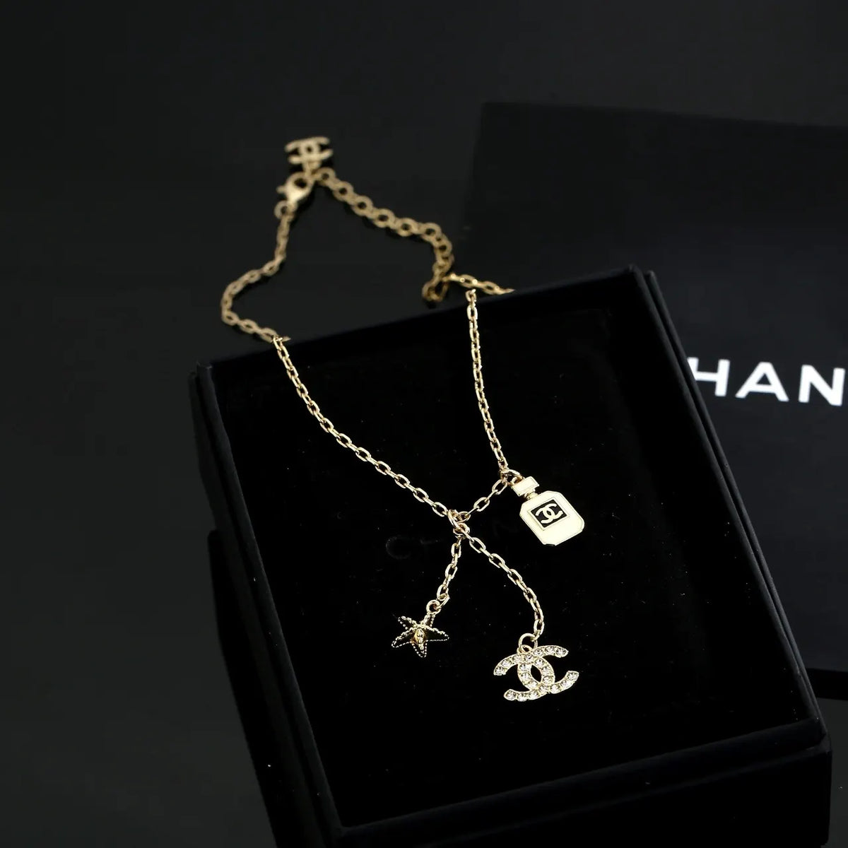 star Chanel Gold Charm Necklace - Chanel Gold Charm Necklace - Star &