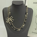 Chanel Gold Black Bow Necklace - Pearl & Crystal Accent