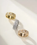 Chanel Tri-Tone Gold Ring - Chanel Diamond Quilted Band Ring