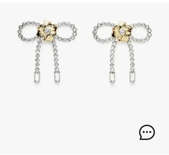 Dazzling Bow Crystal Earrings - Silver & Gold Statement