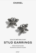 Chanel Blue Crystal Earrings - Chanel Ruthenium Butterfly Stud