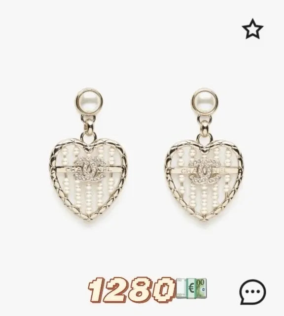 Chanel Pearl Heart Drop Earrings - Gold Designer Jewelry