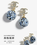 Chanel Blue White Orb Earrings - Designer Statement Jewelry