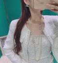 classic Chanel Long Pearl Necklace CC Logo - Chanel Long Pearl