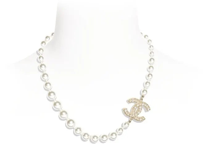 Chanel Pearl CC Crystal Necklace - Chanel Faux Pearl CC Crystal