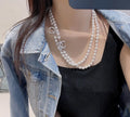 Chanel Pearl Silver CC Necklace - Chanel White Pearl Silver CC Logo