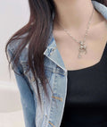 Chanel Silver Deer Pearl Necklace - Elegant Charm