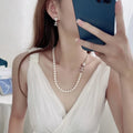 Chanel Pearl Necklace Silver CC Logo - Elegant Design