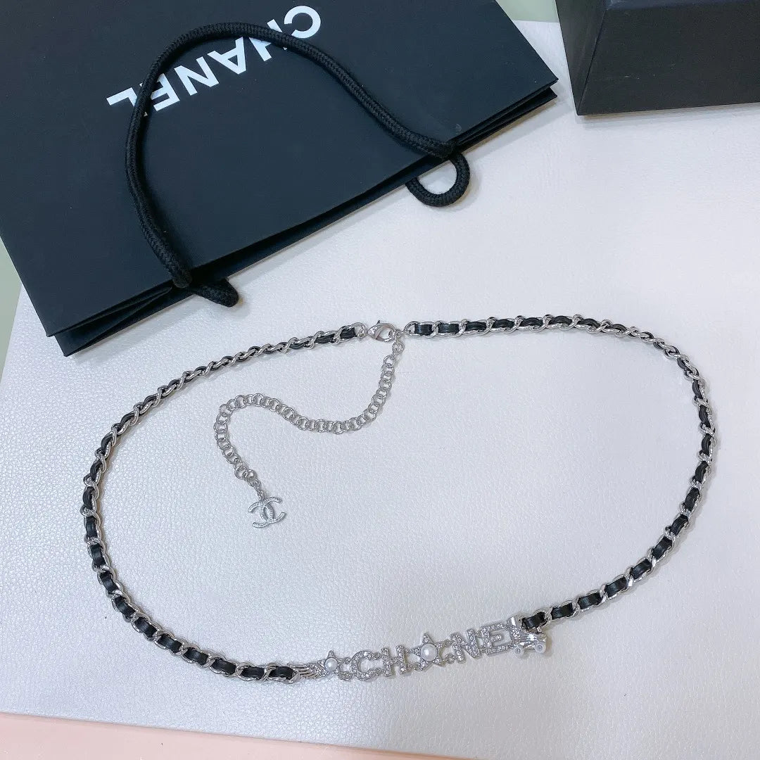 Chanel Silver Chain Belt Leather - Chanel Silver Chain Belt - Black