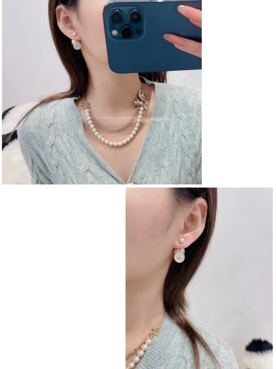 drop tribales Dior Gold CD Pearl Earrings - Dior Gold CD Pearl Drop